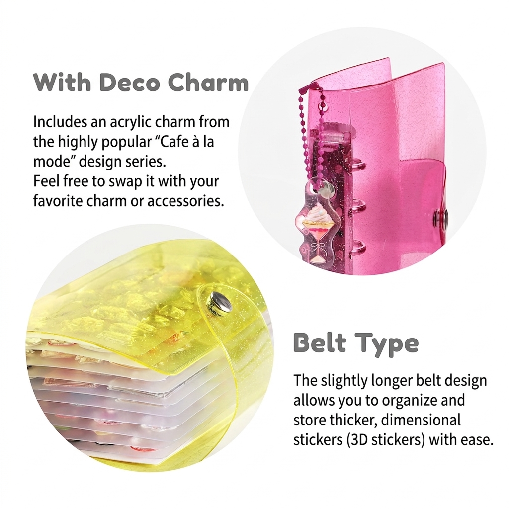 BGM Notebook-Style Sticker Book: A6 Glitter Yellow — in use
