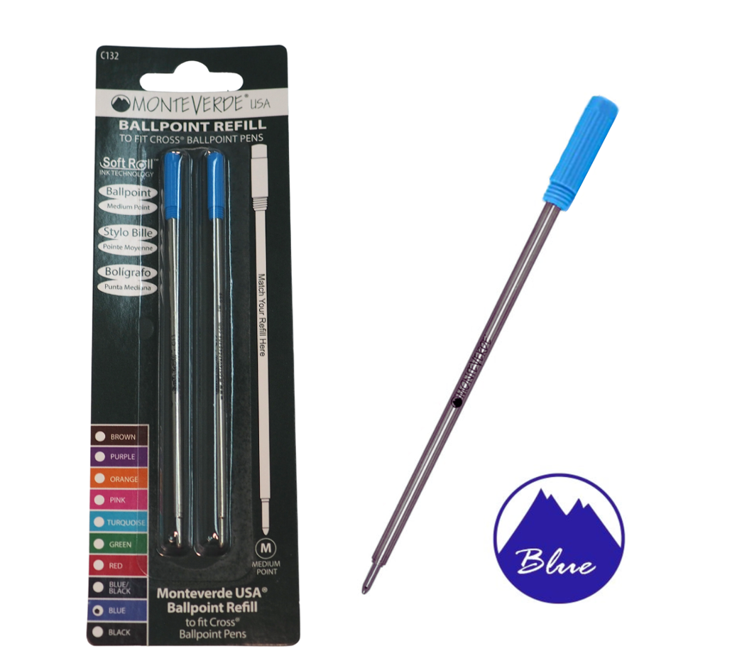 Monteverde Soft Roll Ballpoint Refill To Fit Cross Ballpoint Pen Blue — Monteverde ballpoint pen — reliable smooth-writing everyday pen, at Cityluxe Singapore