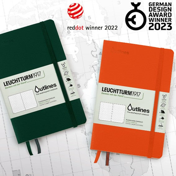 Leuchtturm1917 B6+ Outlines Paperback Weatherproof Flexcover Notebook in Dotted / Signal Orange — Leuchtturm1917 notebook — quality writing journal with premium paper, at Cityluxe Singapore stationery