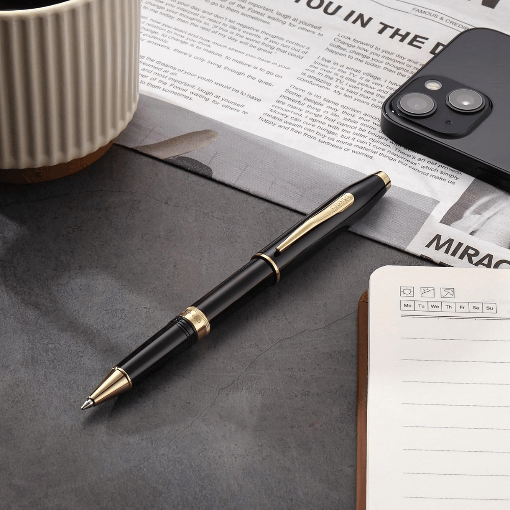 Cross Foundry Lacquer Black With Gold PVD Rollerball Pen
