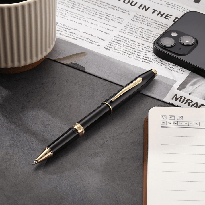 Cross Foundry Lacquer Black With Gold PVD Rollerball Pen