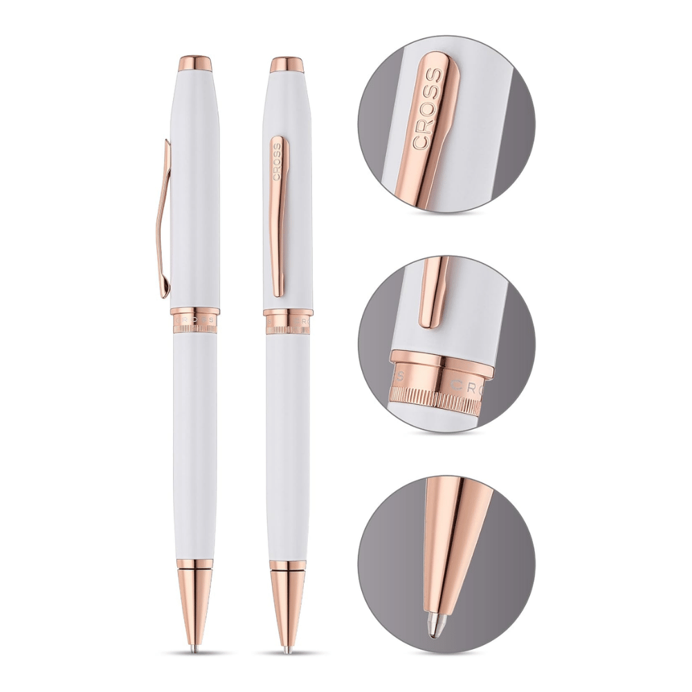 Cross Foundry Lacquer White With Rose Gold Ballpoint Pen