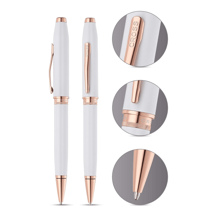 Cross Foundry Lacquer White With Rose Gold Ballpoint Pen