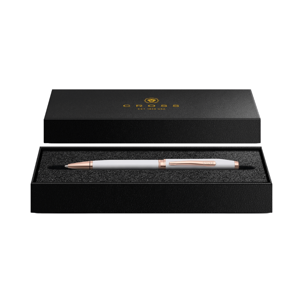 Cross Foundry Lacquer White With Rose Gold Ballpoint Pen