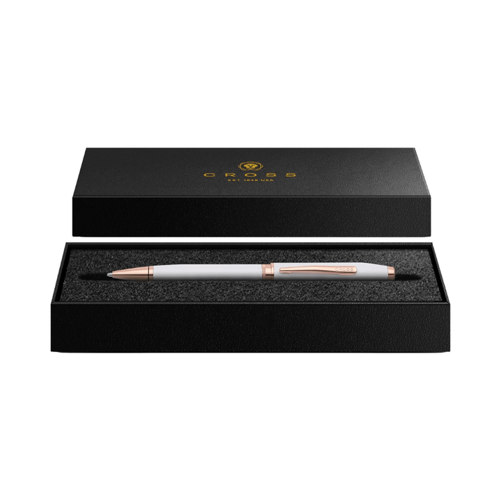 Cross Foundry Lacquer White With Rose Gold Ballpoint Pen