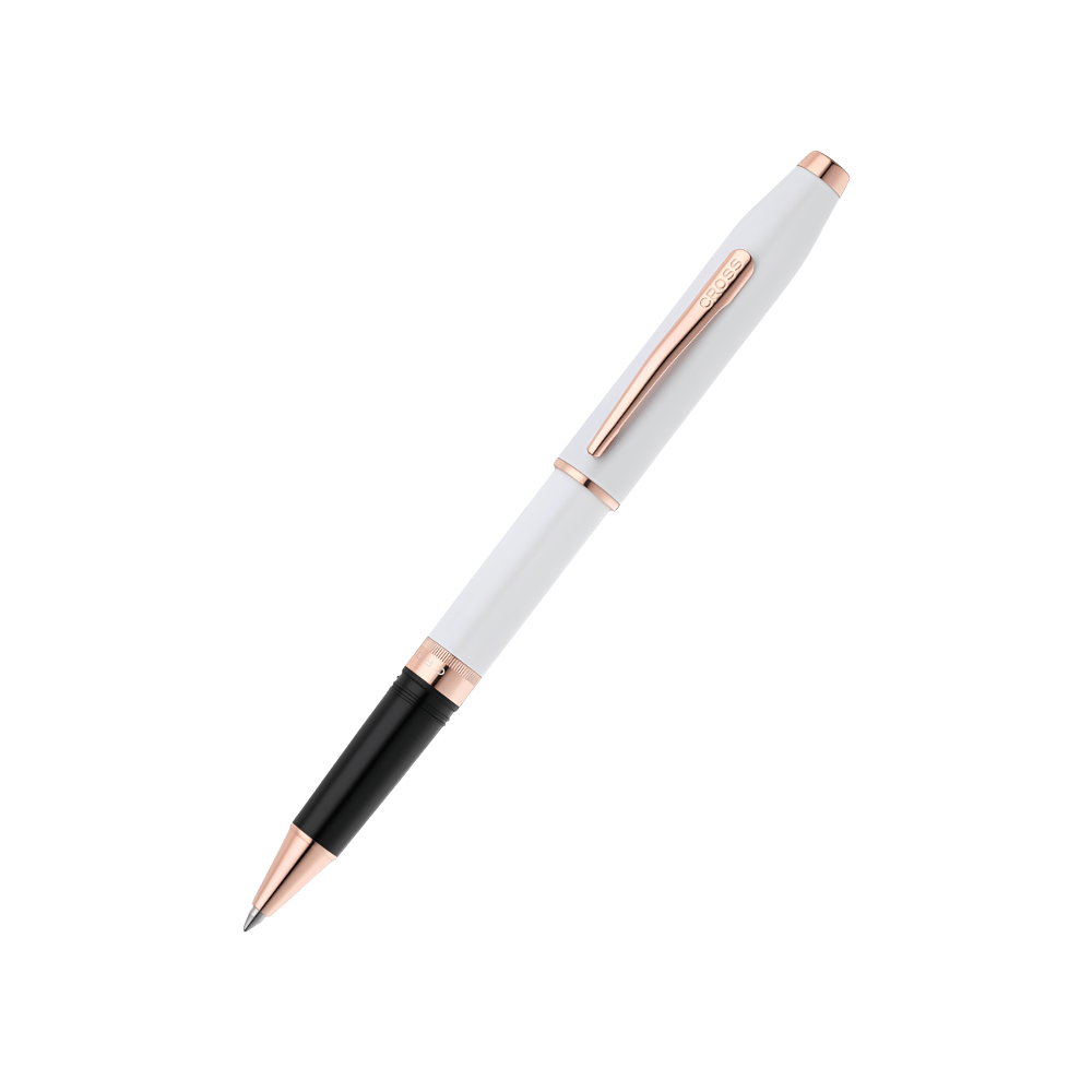 Cross Foundry Lacquer White With Rose Gold Rollerball Pen
