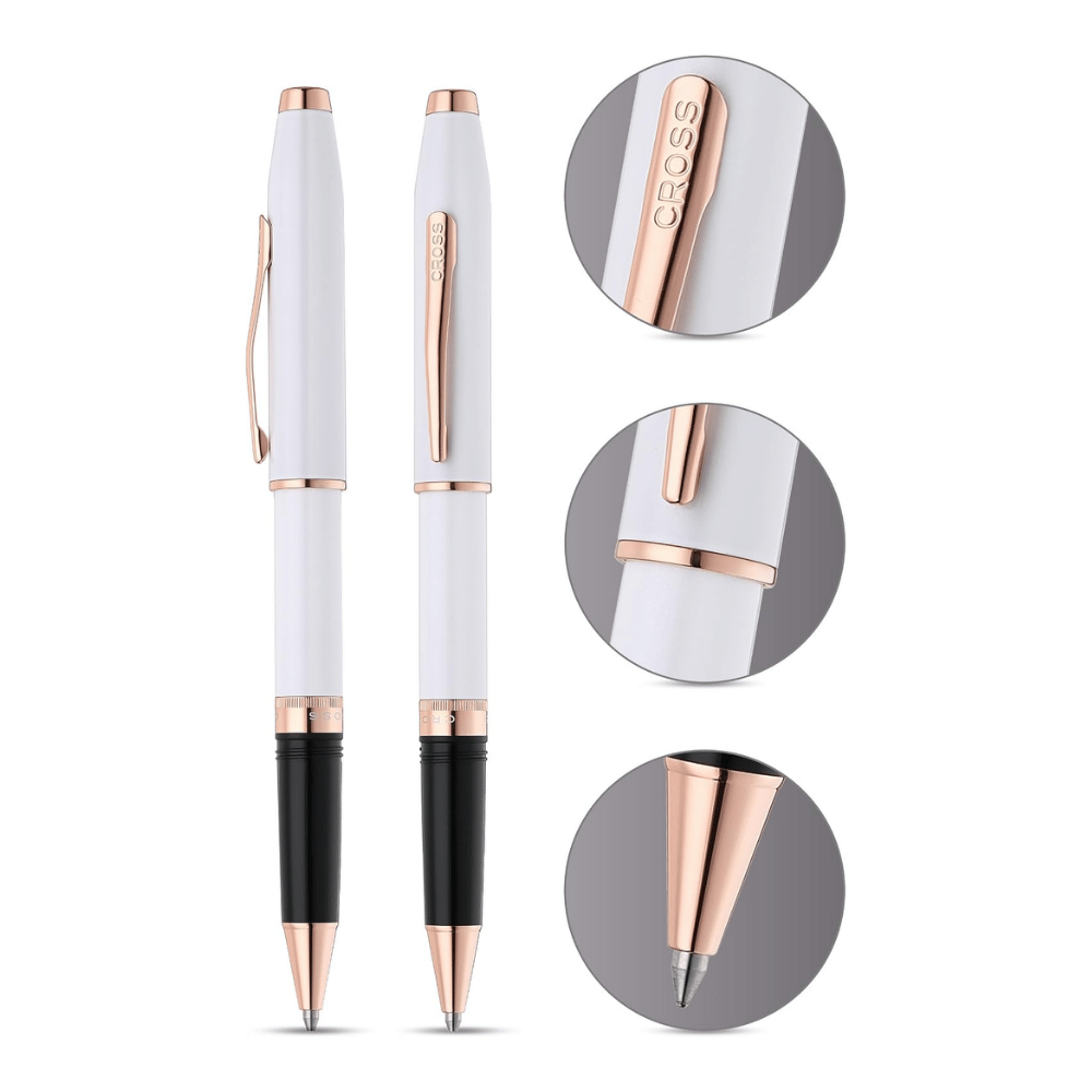 Cross Foundry Lacquer White With Rose Gold Rollerball Pen