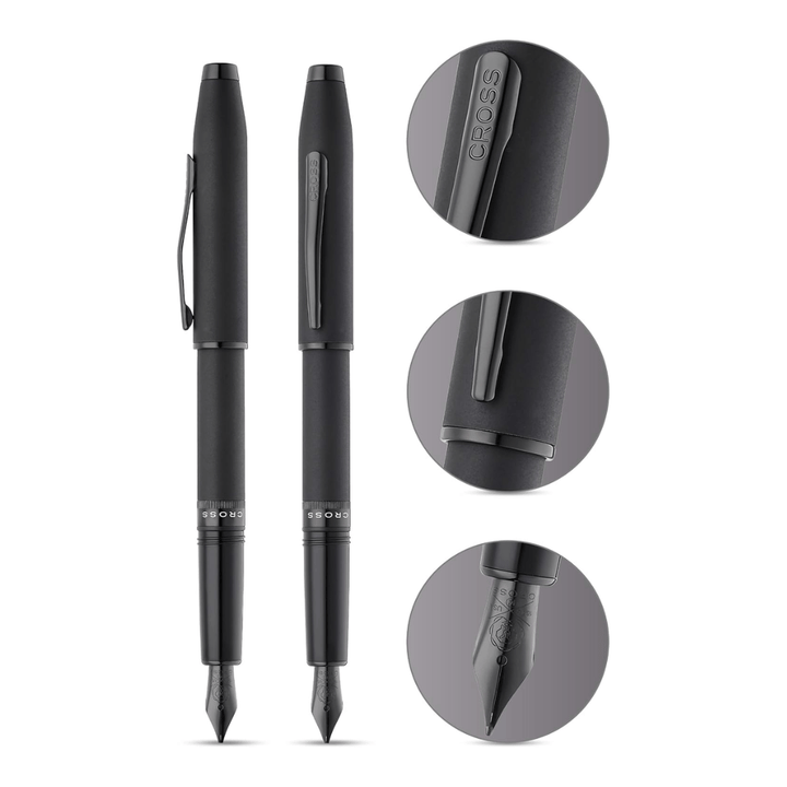 Cross Foundry Matte Black With Black PVD Fountain Pen - Medium Nib