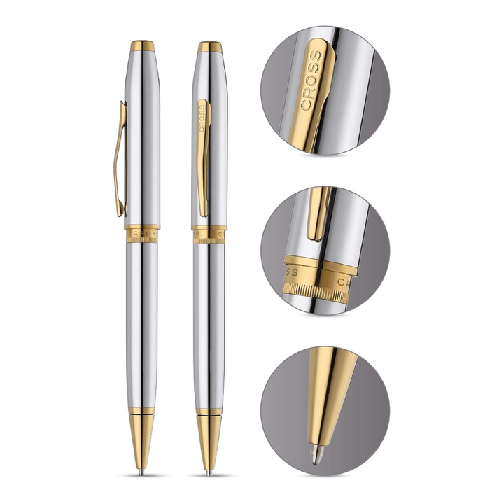 Cross Foundry Polished Chrome With Gold PVD Ballpoint Pen