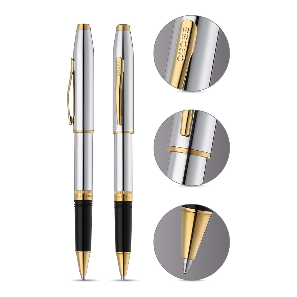 Cross Foundry Polished Chrome With Gold PVD Rollerball Pen