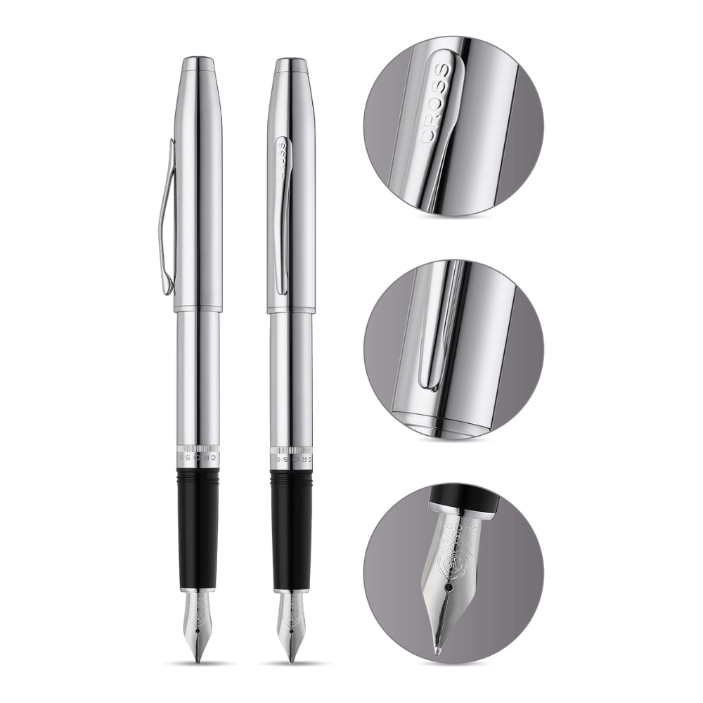 Cross Foundry Polished Chrome With Polished Chrome Fountain Pen - Medium Nib