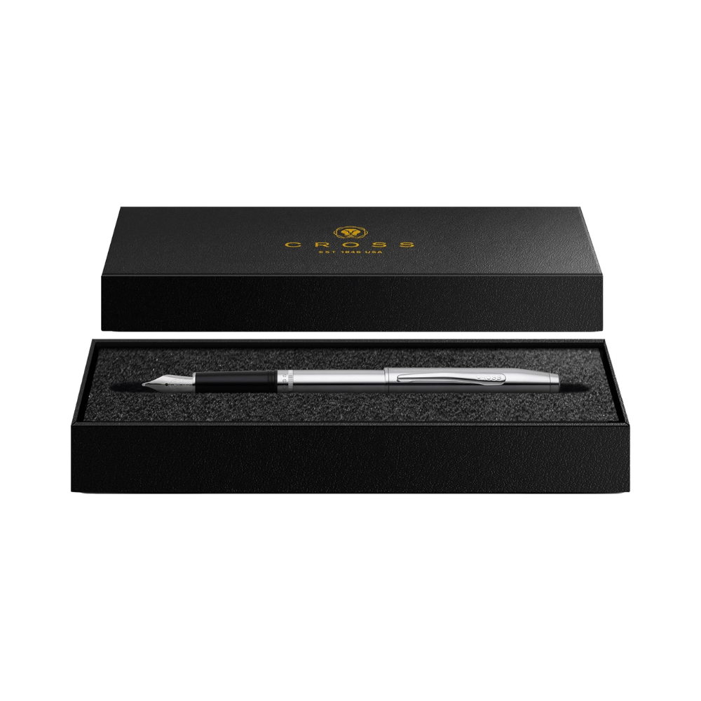 Cross Foundry Polished Chrome With Polished Chrome Fountain Pen - Medium Nib