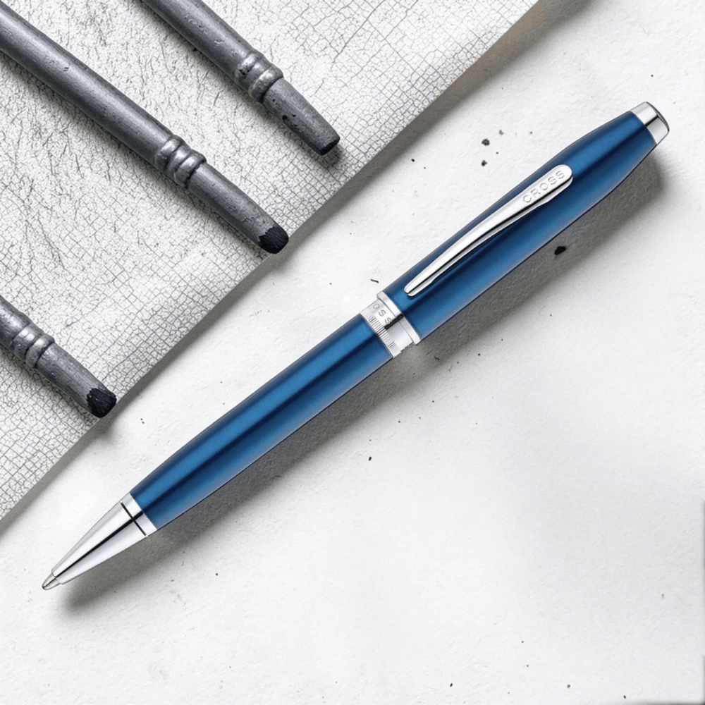 Cross Foundry Translucent Blue With Polished Chrome Ballpoint Pen