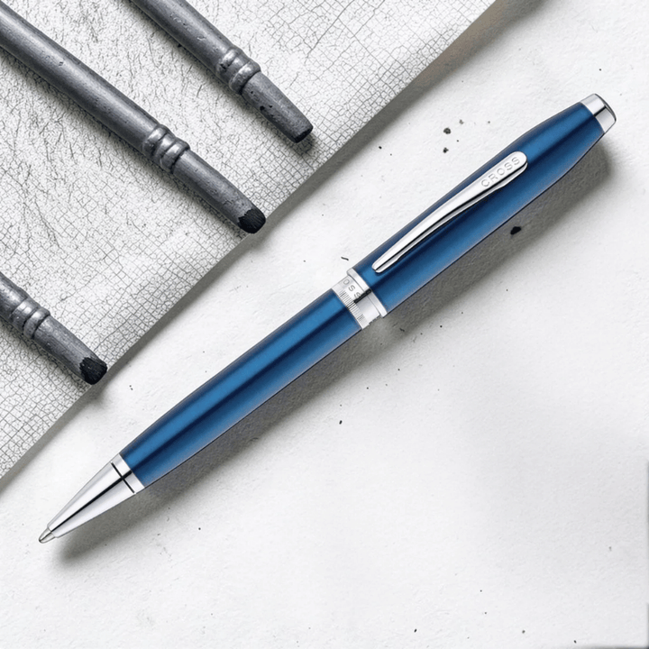 Cross Foundry Translucent Blue With Polished Chrome Ballpoint Pen