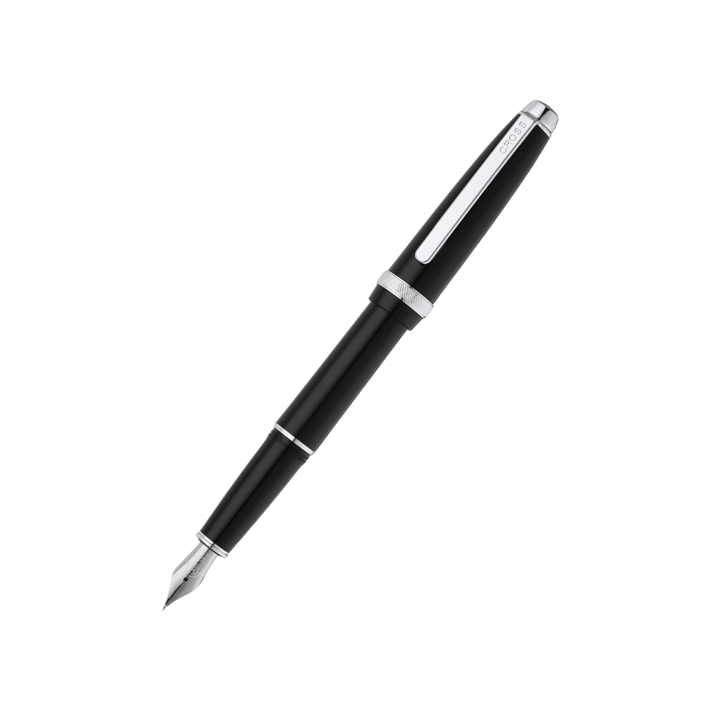 Cross Lume Black With Polished Chrome Fountain Pen - Medium Nib