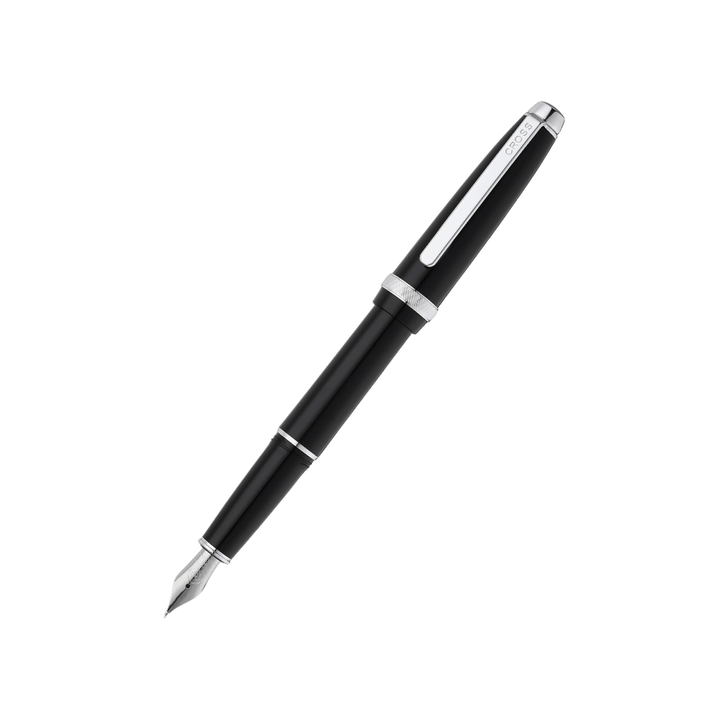 Cross Lume Black With Polished Chrome Fountain Pen - Medium Nib