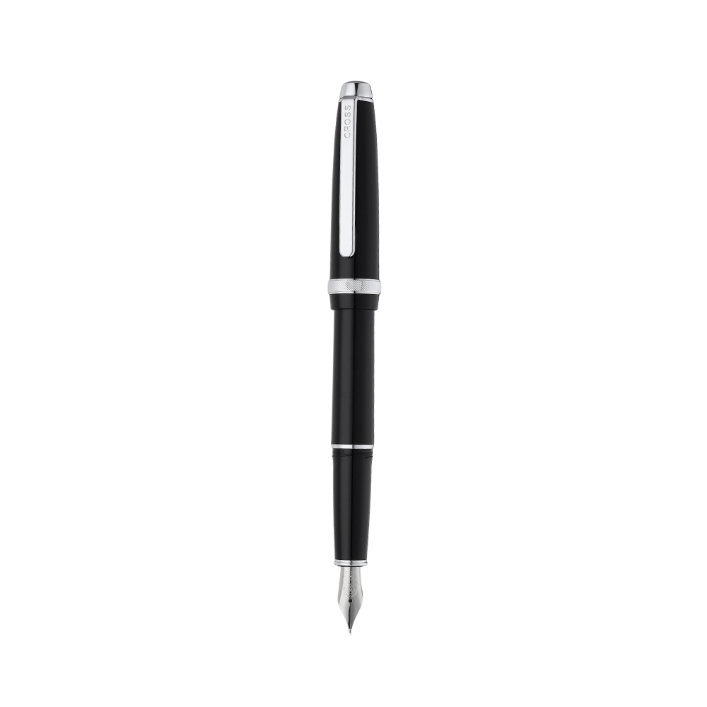 Cross Lume Black With Polished Chrome Fountain Pen - Medium Nib