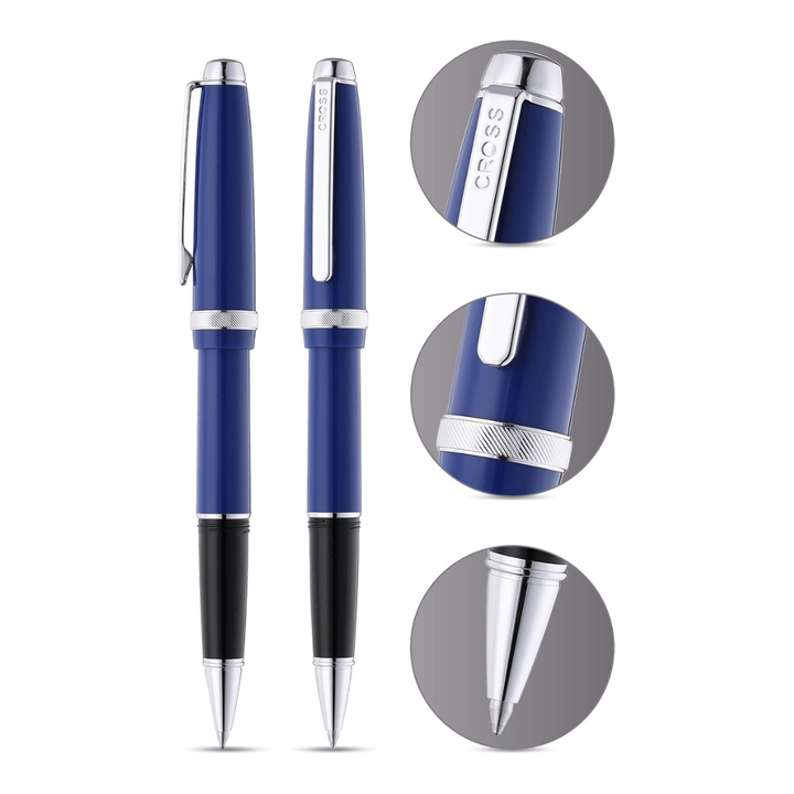 Cross Lume Blue With Polished Chrome Ballpoint Pen