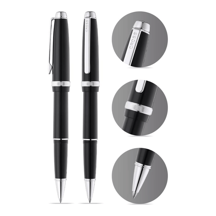 Cross Lume Selectip Black With Polished Chrome Rollerball Pen