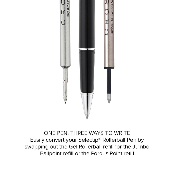 Cross Lume Selectip Black With Polished Chrome Rollerball Pen