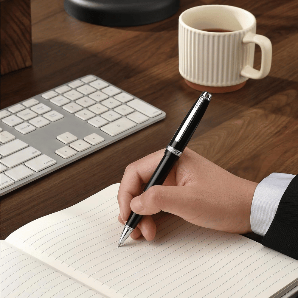 Cross Lume Selectip Black With Polished Chrome Rollerball Pen
