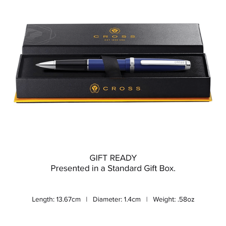Cross Lume Selectip Blue With Polished Chrome Rollerball Pen