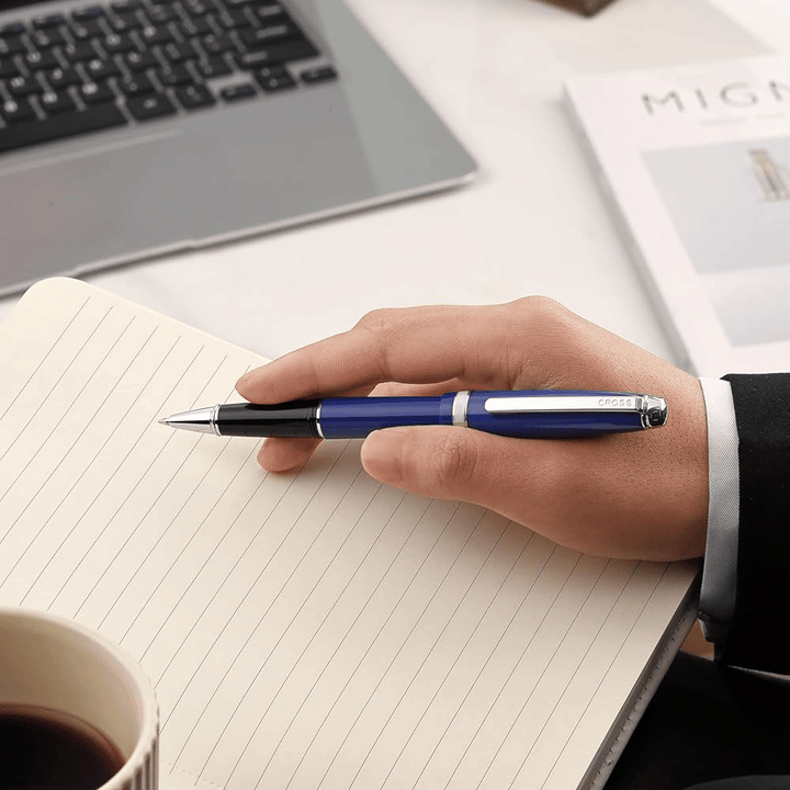 Cross Lume Selectip Blue With Polished Chrome Rollerball Pen
