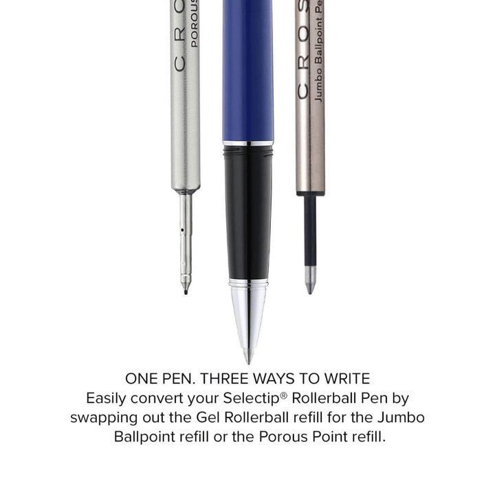 Cross Lume Selectip Blue With Polished Chrome Rollerball Pen