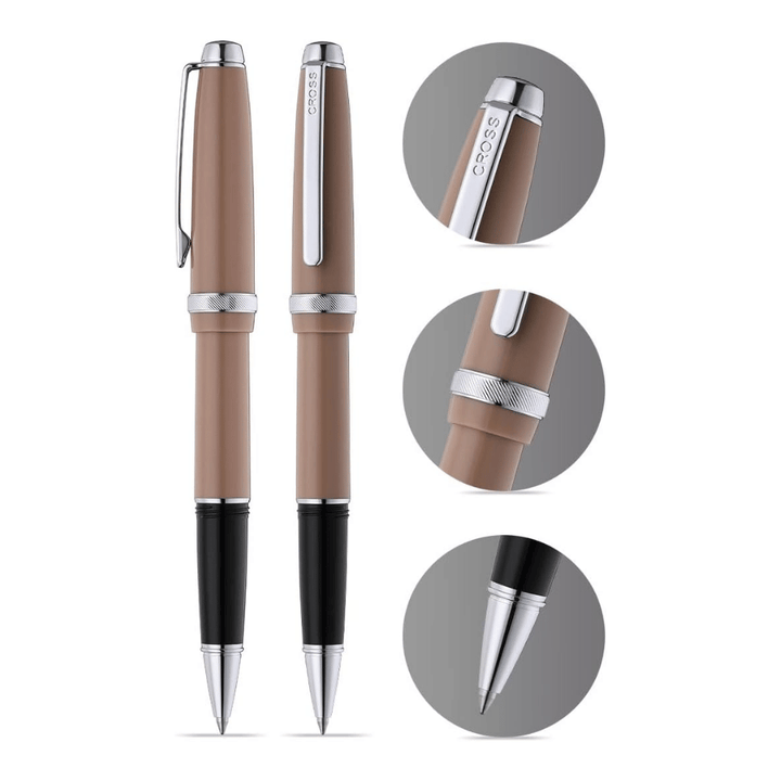 Cross Lume Selectip Mocha With Polished Chrome Rollerball Pen