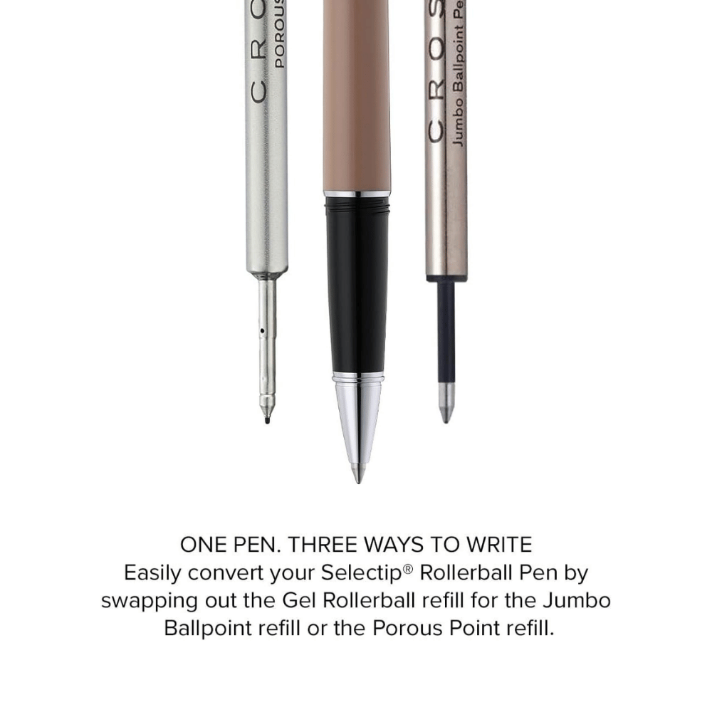 Cross Lume Selectip Mocha With Polished Chrome Rollerball Pen