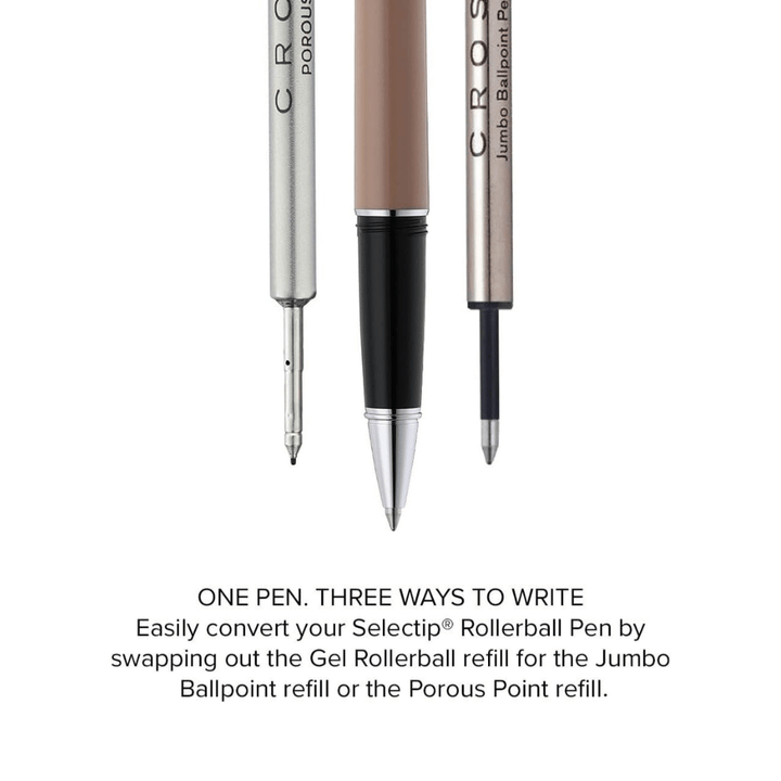 Cross Lume Selectip Mocha With Polished Chrome Rollerball Pen