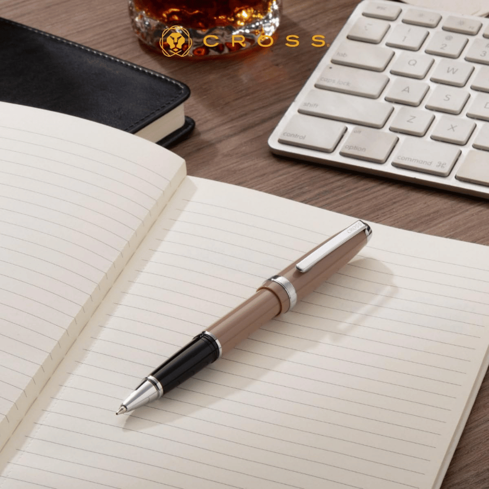 Cross Lume Selectip Mocha With Polished Chrome Rollerball Pen