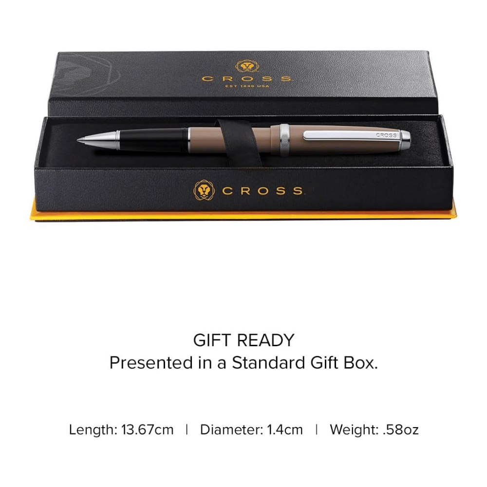 Cross Lume Selectip Mocha With Polished Chrome Rollerball Pen