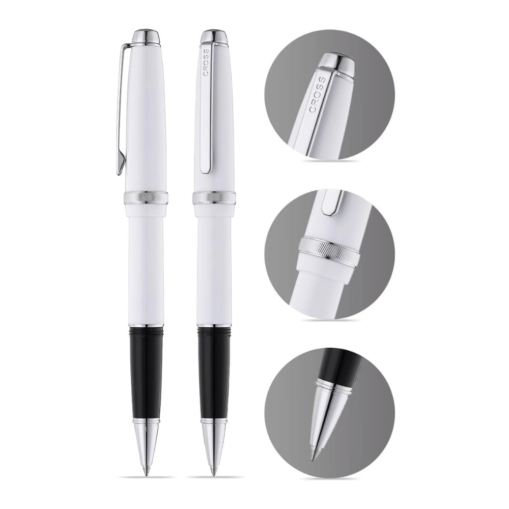 Cross Lume Selectip White With Polished Chrome Rollerball Pen