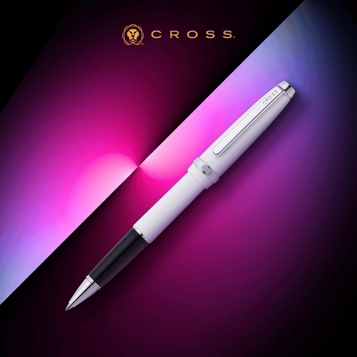 Cross Lume Selectip White With Polished Chrome Rollerball Pen
