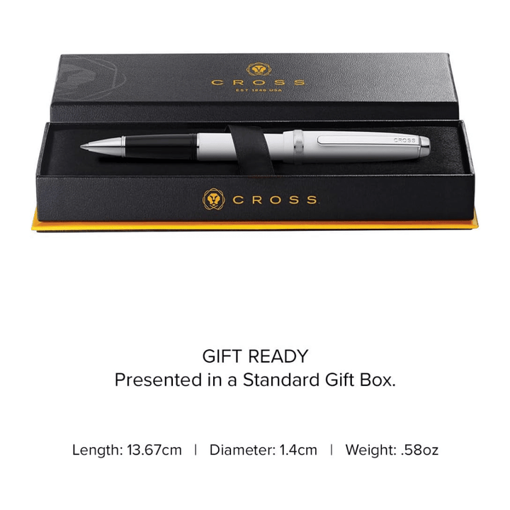 Cross Lume Selectip White With Polished Chrome Rollerball Pen