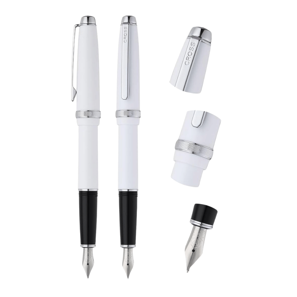 Cross Lume White With Polished Chrome Fountain Pen - Medium Nib