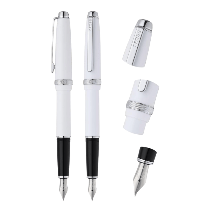 Cross Lume White With Polished Chrome Fountain Pen - Medium Nib