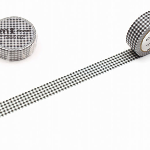 MT Deco Washi Tape - Delicate Black Checkered — applied on surface