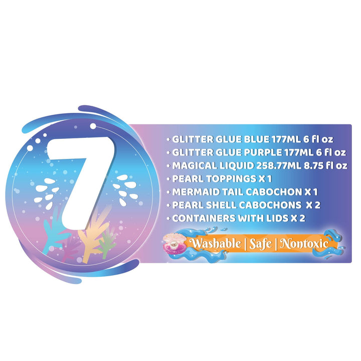 Elmer’s Slime DIY Kit - Mermaid Tales featuring glitter glue, magical liquid, ocean-themed toppings, and mermaid cabochon in a colorful kid-friendly package.