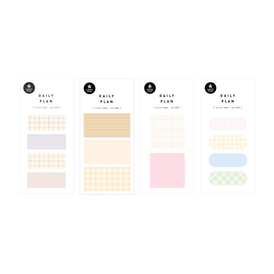Suatelier Daily Plan.66 Sticky Memo (Checkered, 3) — side view