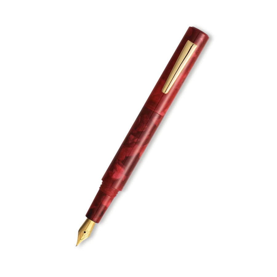 Hightide Attaché Marbled Fountain Pen - Dark Red — capped