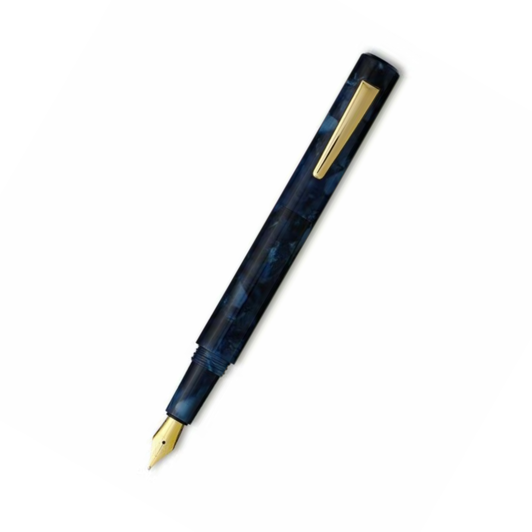 Hightide Attaché Marbled Fountain Pen - Navy — capped