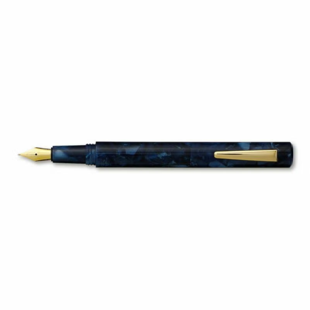 Hightide Attaché Marbled Fountain Pen - Navy — nib close-up