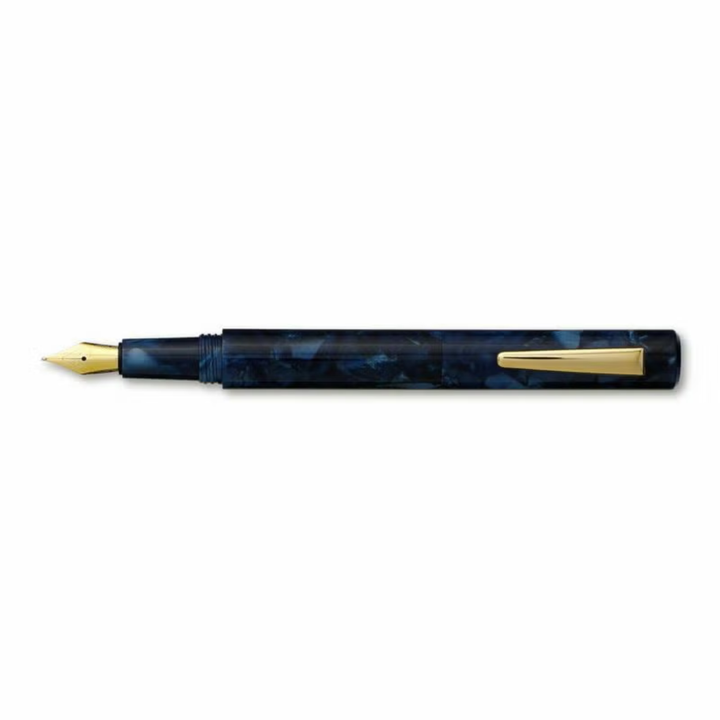 Hightide Attaché Marbled Fountain Pen - Navy — nib close-up