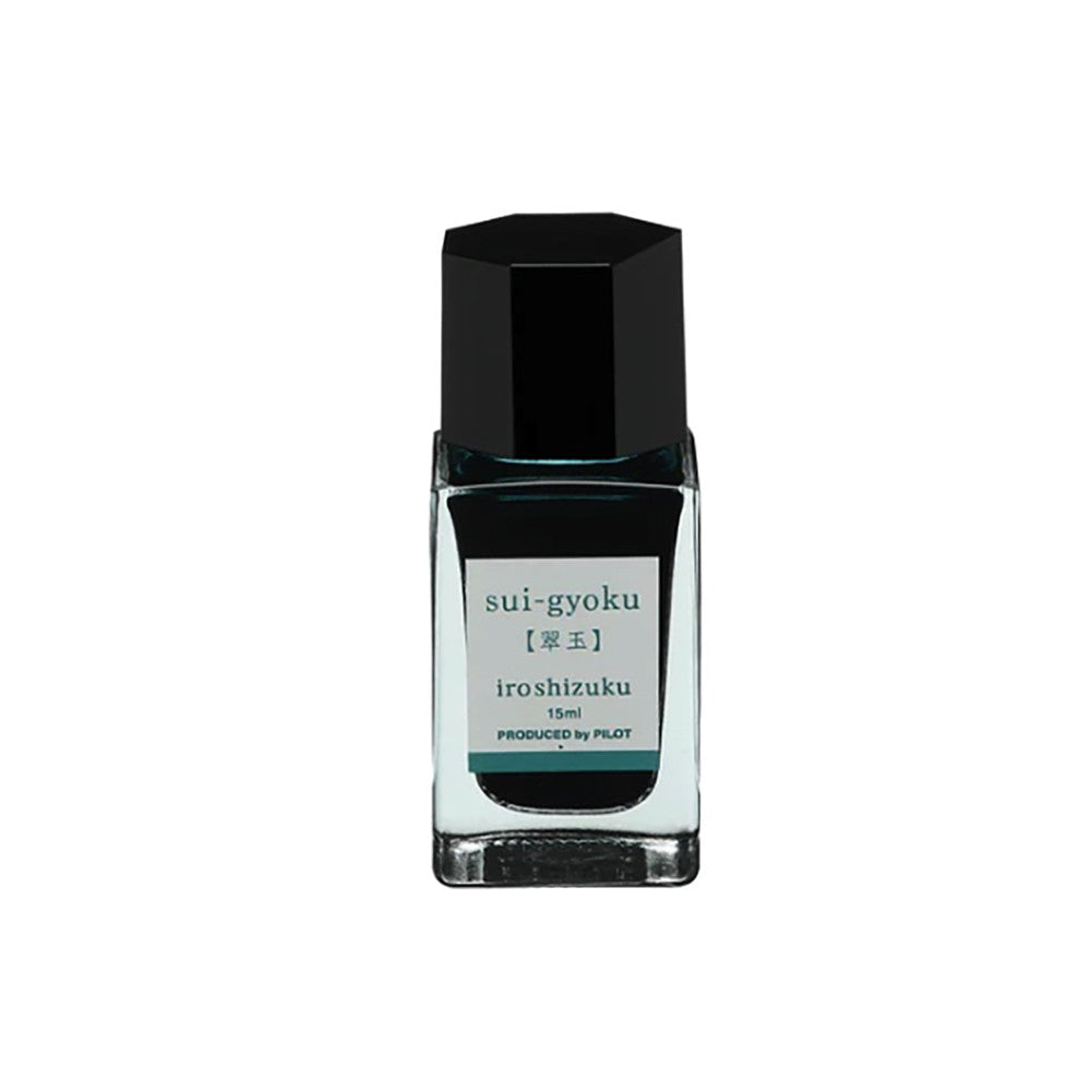 Pilot Iroshizuku 15ml Ink Bottle - Sui-Gyoku (Emerald Green) — bottle at angle