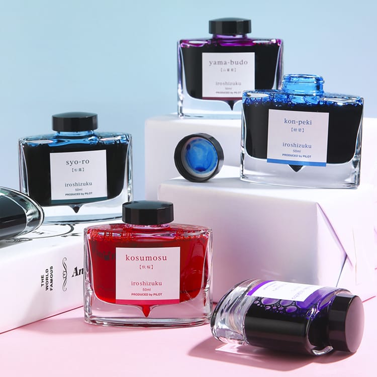Pilot Iroshizuku 50ml Ink Bottle Fountain Pen Ink - Asa-gao (Dark Blue) — colour swatch on paper