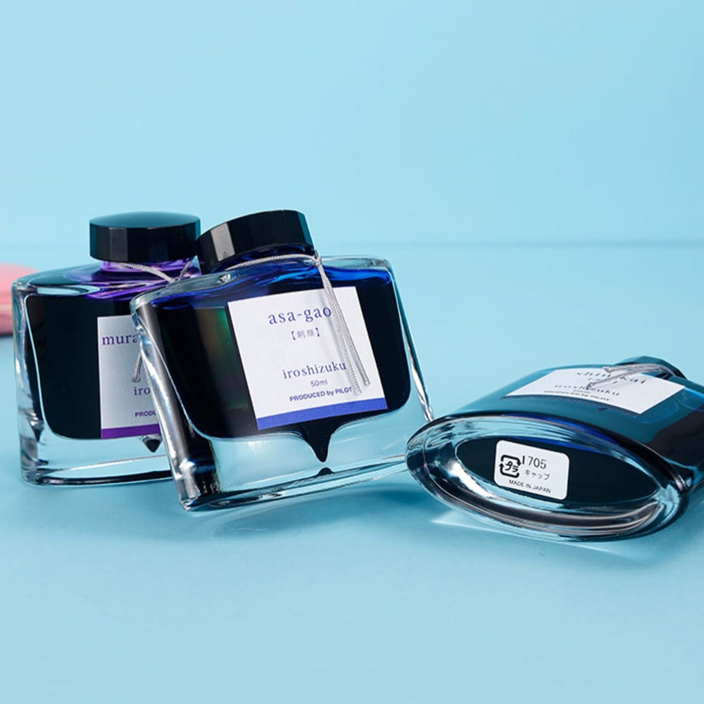 Pilot Iroshizuku 50ml Ink Bottle Fountain Pen Ink - Kon-peki (Deep Blue) — bottle at angle