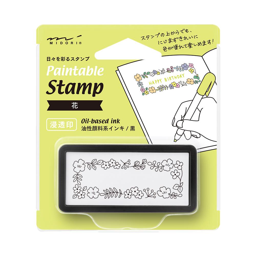 Midori Paintable Stamp Pre-Inked Half Size Flower — front view