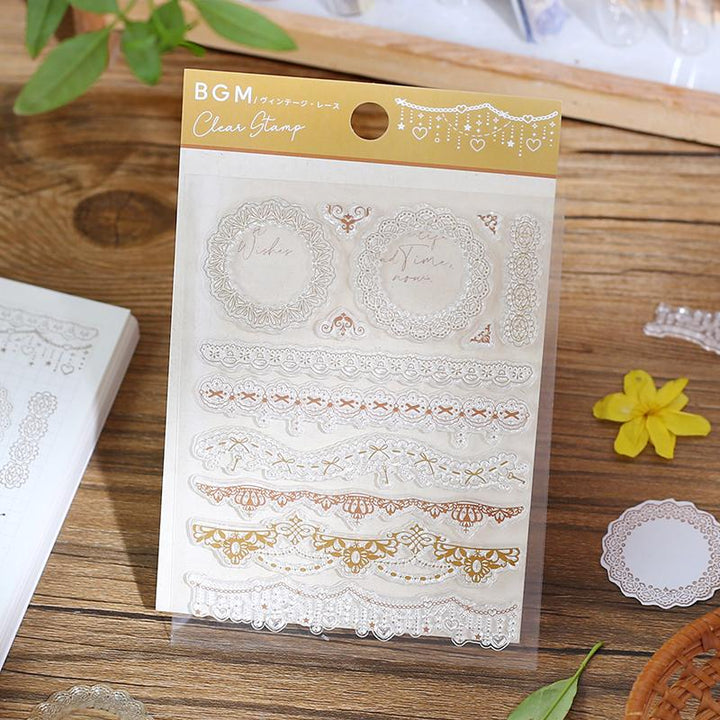 BGM Vintage Lace Clear Stamp — detail view
